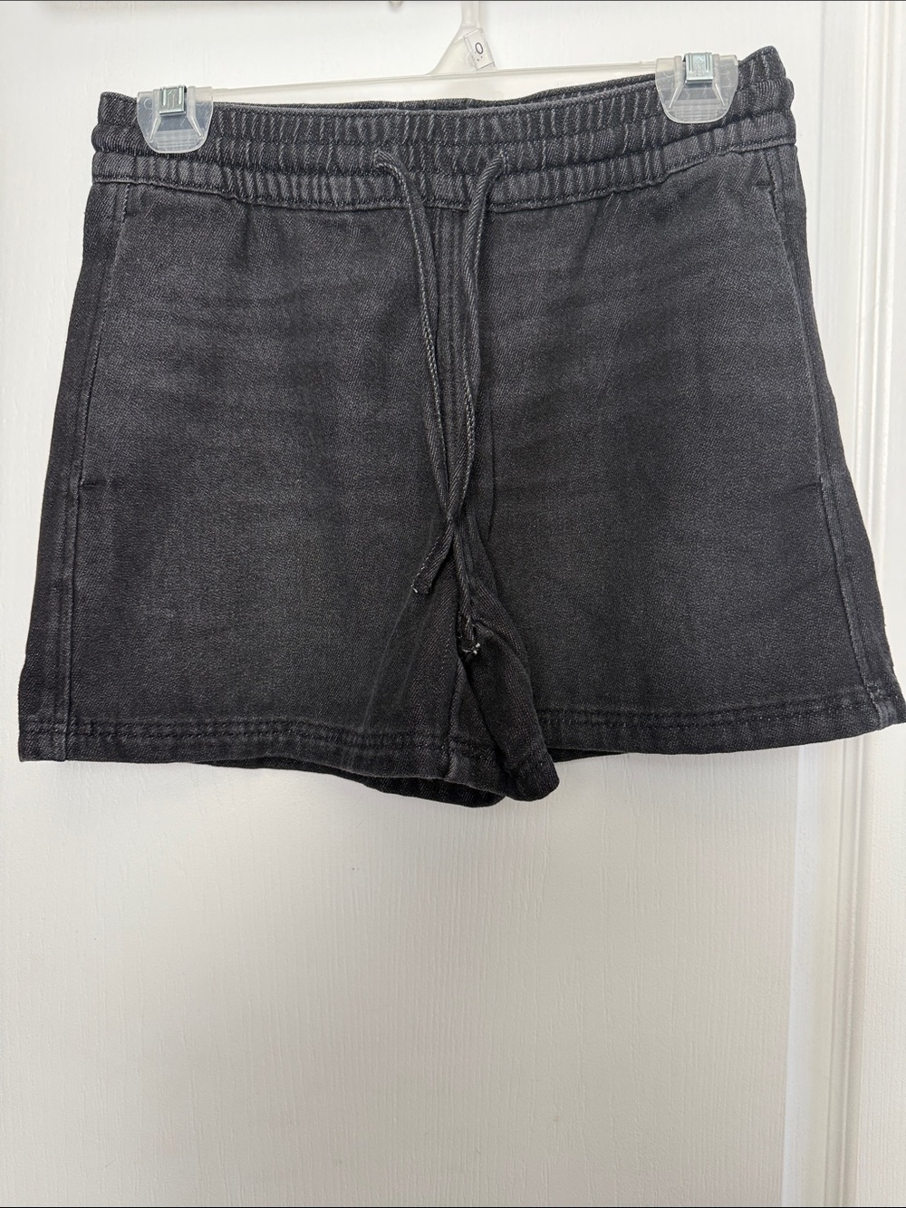 H&M Divided Black Elastic Waist Drawstring Cotton Shorts